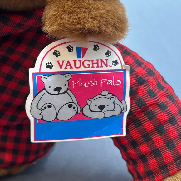 VTG Vaughn Plush Pals Moose Stuffed Animal 18" Brown Cabincore Lumberjack Plaid - Picture 11 of 16